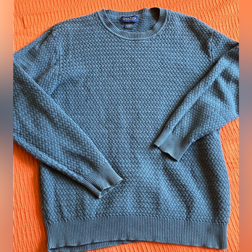 Club Room Blue Crewneck Sweater with Textured Knit
